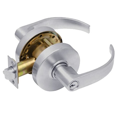 ARROW Grade 2 Turn-Pushbutton Entrance Cylindrical Lock, Broadway Lever, Conventional Cylinder, Satin Chro RL11-BRR-26D
